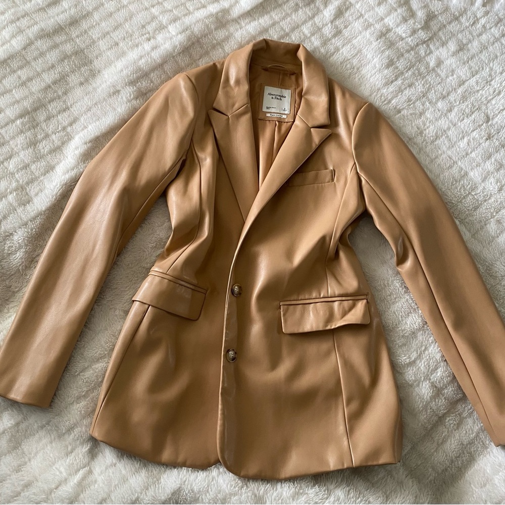 Tan Faux Leather Blazer